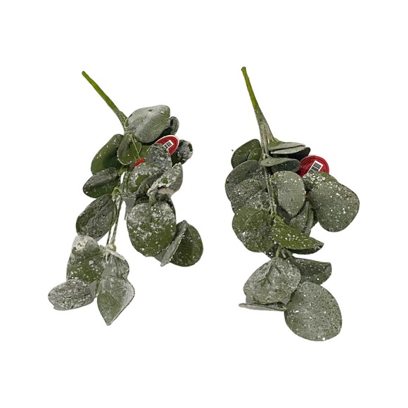 Set of 2 Flocked Greenery Christmas Picks, Snowy Spray - Picture 1 of 7